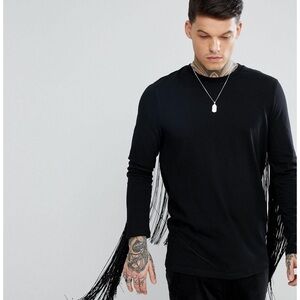 ASOS Black Long Sleeve Shirt with Fringe